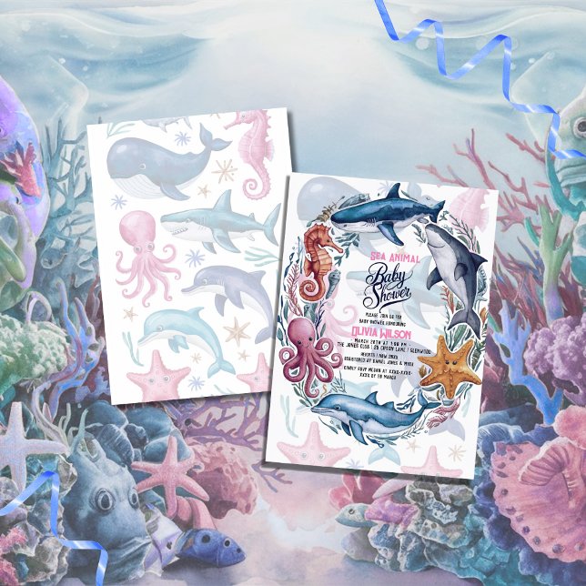 Invitation Aquarelle moderne et élégante baby shower animal m (Créateur téléchargé)