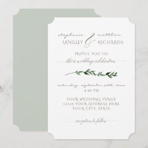 Invitation Aquarelle moderne et simple Foliage Verdure