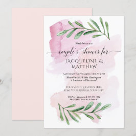 Invitation Aquarelle moderne Eucalyptus Feuille Couples Douch
