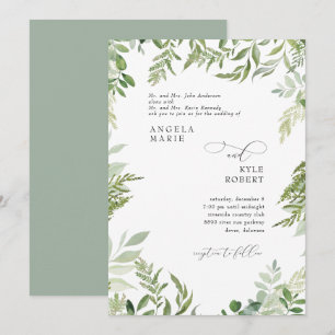 Invitation Aquarelle moderne Eucalyptus Les deux parents Sage