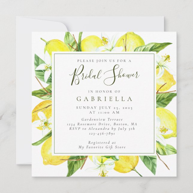 Invitation Aquarelle moderne Fête des mariées botanique de ci (Devant)