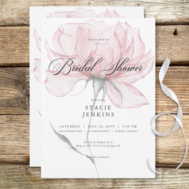 Invitation Aquarelle moderne Fête des mariées florale rose (Modern Watercolor Pink Floral Bridal Shower Invitation)