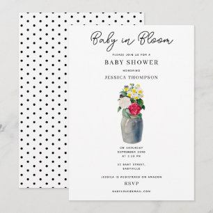 Invitation Aquarelle moderne Floral Baby in Bloom Baby shower