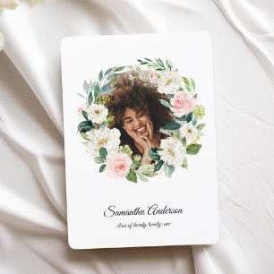 Invitation Aquarelle moderne Floral Wreath Photo Graduation