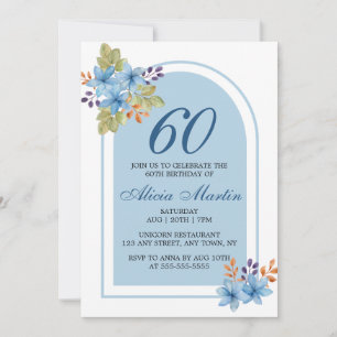 Invitation Aquarelle moderne Flore Bleue N'importe quel âge A