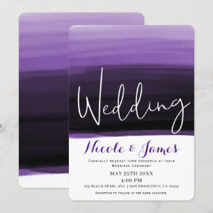 Invitation Aquarelle Moderne Glamour Mariage Baies Violettes 