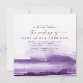 Invitation Aquarelle moderne | Mariage Carré violet