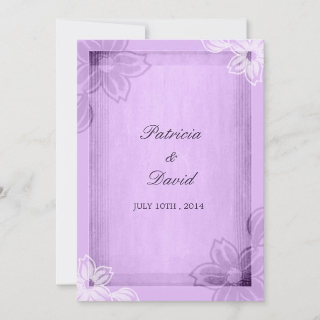 Invitation Aquarelle moderne Mariage violet floral (Devant)