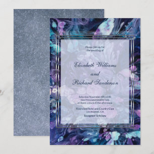 Invitation Aquarelle moderne Mauve Turquoise Floral Mariage