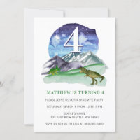 Aquarelle moderne mignonne Dinosaure Vert Annivers