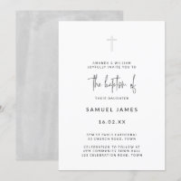 Aquarelle moderne minimaliste Gris Baptême manuscr