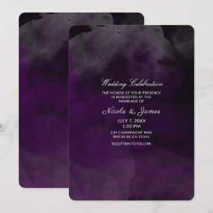 Invitation Aquarelle moderne Moody Plum Purple Chic Mariage