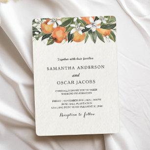 Invitation Aquarelle moderne orange et fleurs