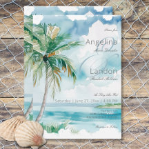 Aquarelle Moderne Palms & Plage Mariage de scène