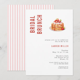 Invitation Aquarelle moderne Pancakes Bridal Brunch Douche