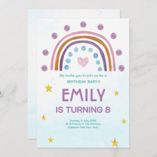 Invitation Aquarelle moderne Rainbow Heart Anniversaire