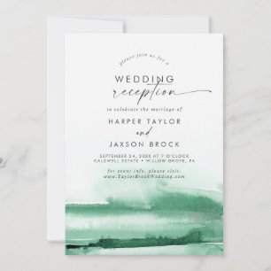 Invitation Aquarelle moderne Réception de mariage verte