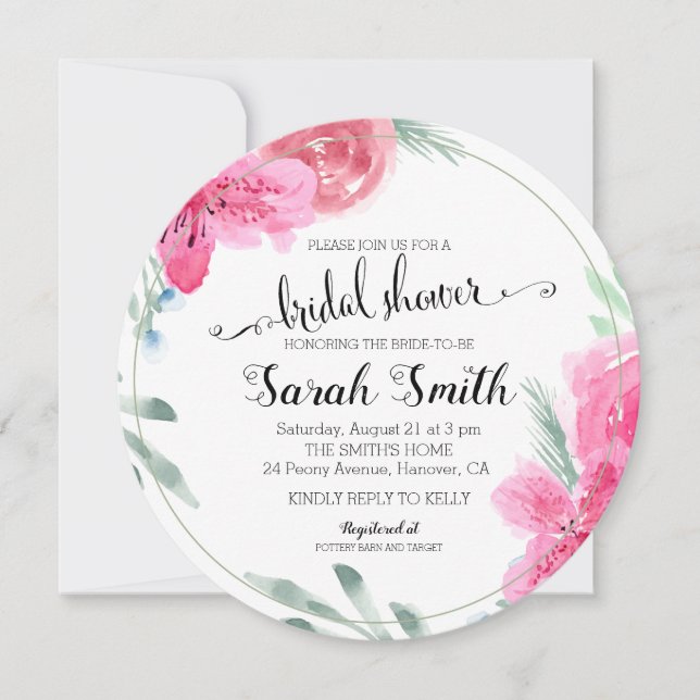 Invitation Aquarelle moderne Rose rose Azalea (Devant)
