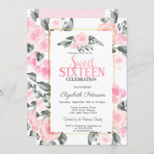 Invitation Aquarelle moderne Roses roses roses Douces 16