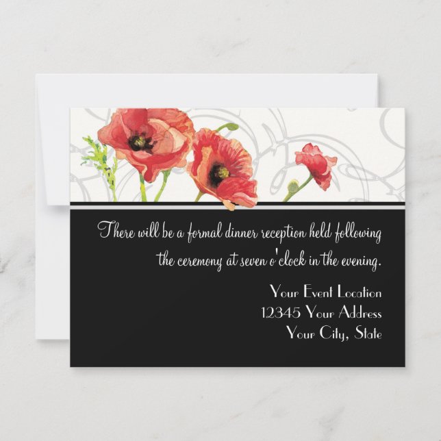 Invitation Aquarelle moderne Rouge Poppies de pavot tordes No (Devant)