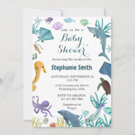 Invitation Aquarelle moderne sous le Baby shower marin