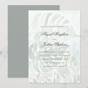 Invitation Aquarelle moderne Tropical Monstera Feuille Mariag