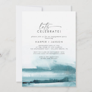 Invitation Aquarelle moderne   Turquoises Fêtons