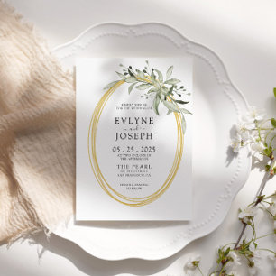 Invitation Aquarelle moderne Vert Eucalyptus Mariage