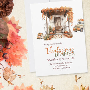 Invitation Aquarelle modifiable Boho brûlé Orange Thanksgivin