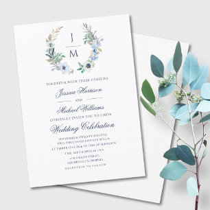 Invitation Aquarelle Monogramme Floral Mariage