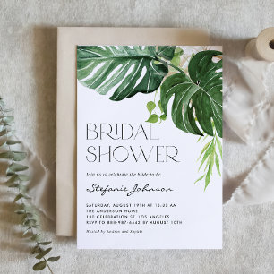 Invitation Aquarelle Monstera Feuilles Fête des mariées tropi