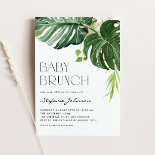 Invitation Aquarelle Monstera Feuilles Tropical Bridal Brunch