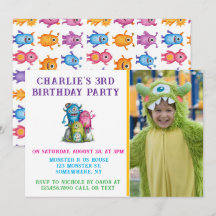 Aquarelle Monsters Fête d'anniversaire de l'enfant