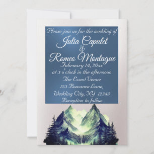 Invitation Aquarelle Montagnes Blue 2 Mariage