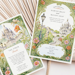 Invitation Aquarelle Montmartre Paris Mariage