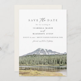 Invitation Aquarelle MOUNT RAINIER Destination Enregistrer la