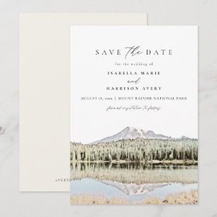 Invitation Aquarelle MOUNT RAINIER Destination Enregistrer la