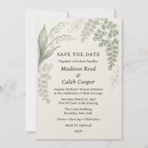 Invitation Aquarelle Muguet et Fougère Capillaire