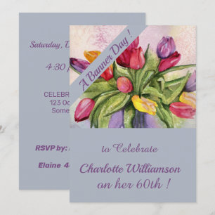 Invitation Aquarelle multicolore de la tulipe d'eau Fleur d'a