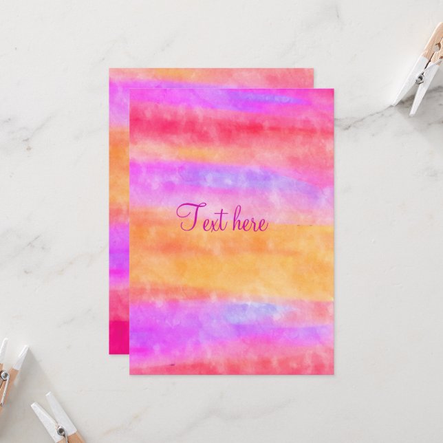 Invitation aquarelle multicolore personnalisée (Devant/Arrière en situation)