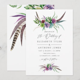 Invitation Aquarelle mystique Boho Mariage succulent