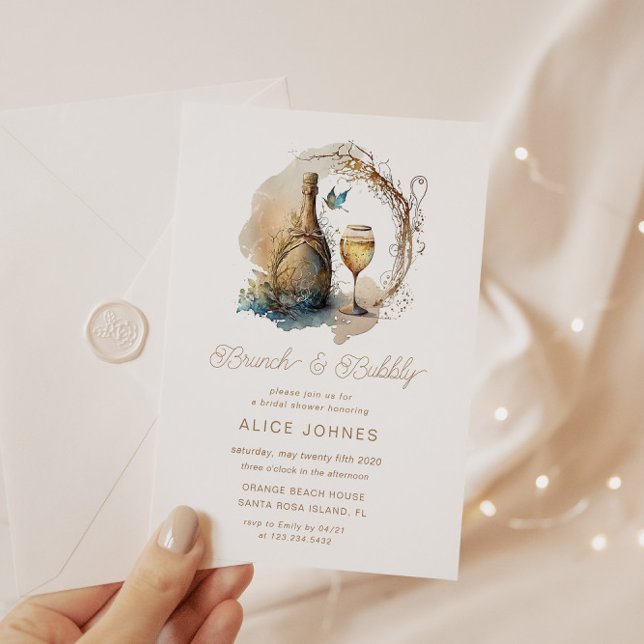 Invitation Aquarelle Mystique Élégante Mariée Brunch (Créateur téléchargé)