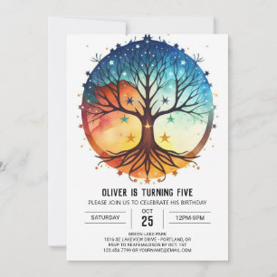 Invitation Aquarelle Nature Arbre de vie Anniversaire