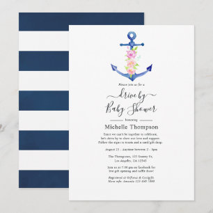 Invitation Aquarelle Nautique Conduite par la mariée ou le Ba