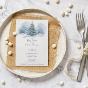 Invitation Aquarelle Neige couvert Baby shower À feuillage pe