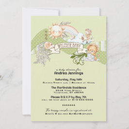 Invitation Aquarelle neutre pour les femmes Baby shower vert 