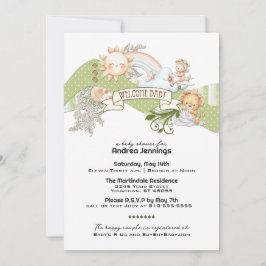 Invitation Aquarelle neutre pour les femmes Baby shower vert 