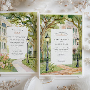 Invitation Aquarelle New Orleans Garden District Mariage