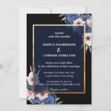 Aquarelle noire Élégante Mariage Florale moderne