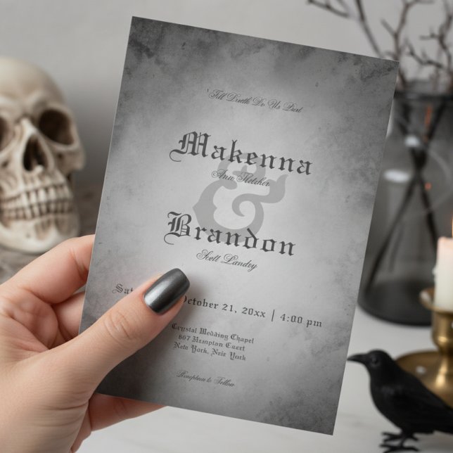 Invitation Aquarelle noire gothique foncée Mariage de papillo (Créateur téléchargé)